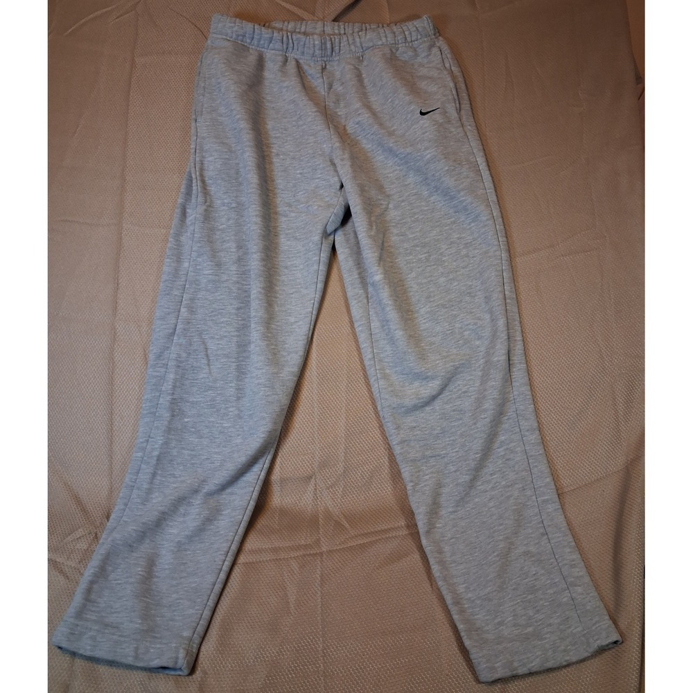 Nike Mens Fleece Sweatpants Heather Gray Embroidered Swoosh Joggers Medium